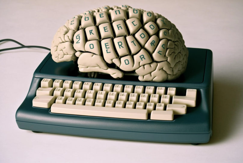 a brain shaped keyboard is kept on the table