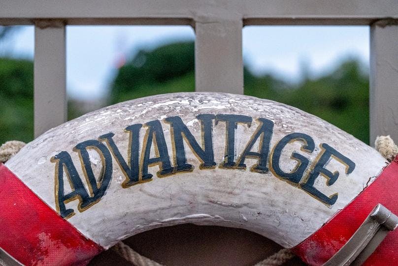 Picture showing the word "advantage" written on a material
