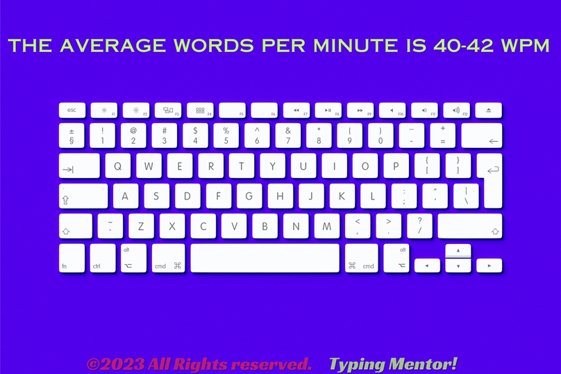 Keyboard showing the average words per minute for people