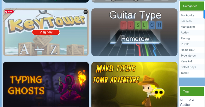 A glimpse of typingtest.com games section