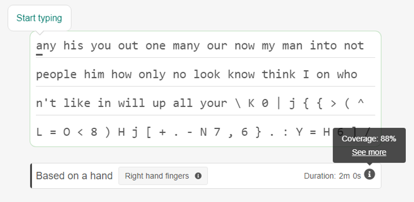 Right hand typing exercises