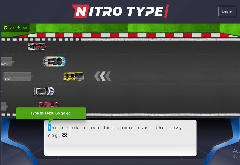 A glimpse of nitro type game