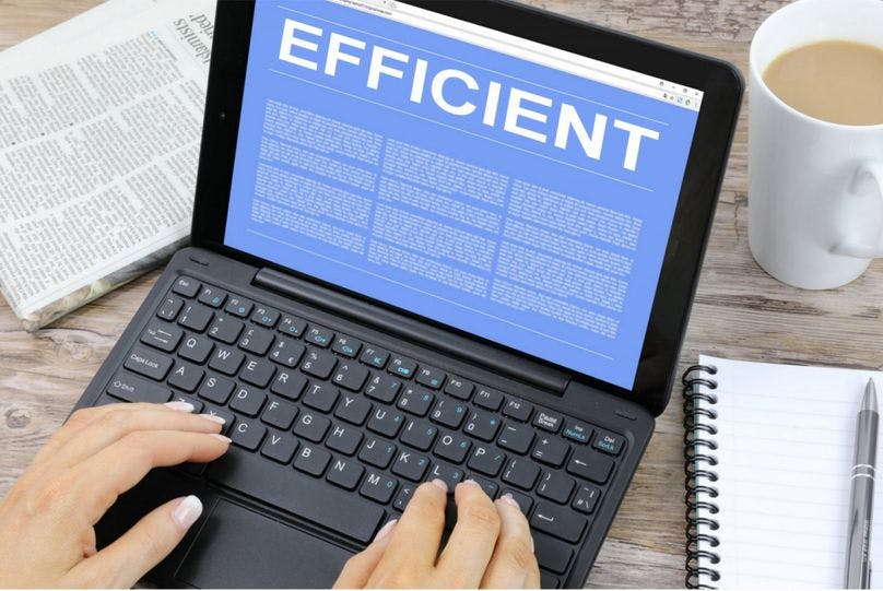 The laptop displayed the text "Efficient."