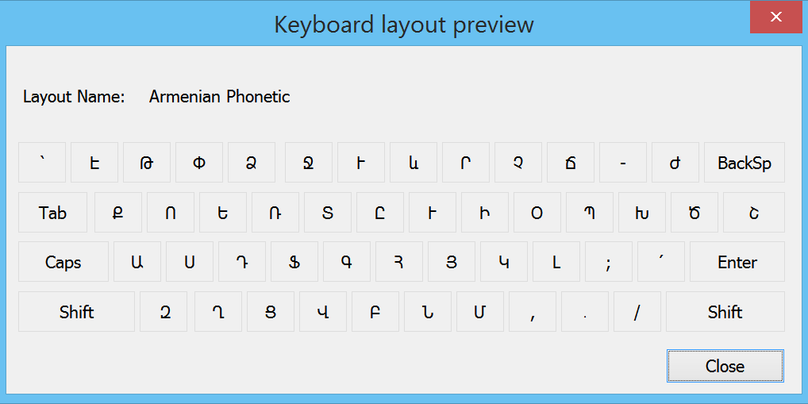 American phonetic keyboard layout represents as language specific layout as an example 